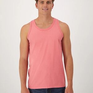 Hanes Unisex Garment Dyed Cotton Tank in Coral Craze Size 2XL